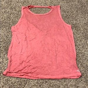 pink workout tank top with open back